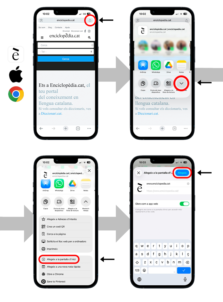 afegeix enciclopèdia.cat a ios chrome