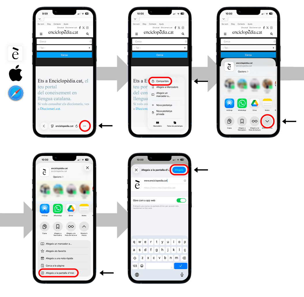 afegeix encilopèdia.cat a ios de safari