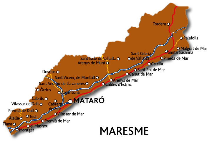 Resultado de imagen de localitzacio  mapa Arenys de Munt a barcelona maresme